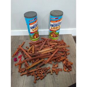 Vtg Halsam Original Hewn Square‎ American Logs Set #815 Lincoln Logs Building